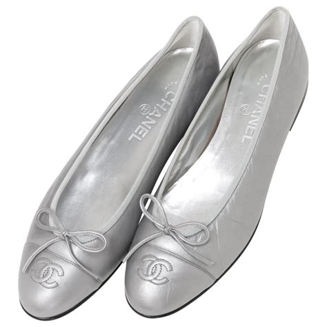 silver chanel ballet flats|chanel ballet flats price euro.